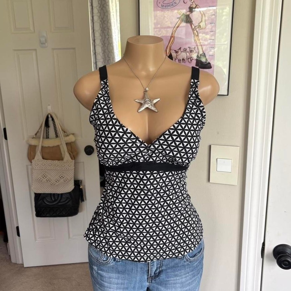 Y2K 2000s Geometric Print Babydoll Top